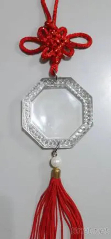 車掛飾品 八卦形壓克力 中國結 珍珠流蘇
